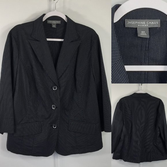 Josephine Chaus Jackets & Blazers - Josephine Chaus 16W Navy Blue Pinstripe Blazer